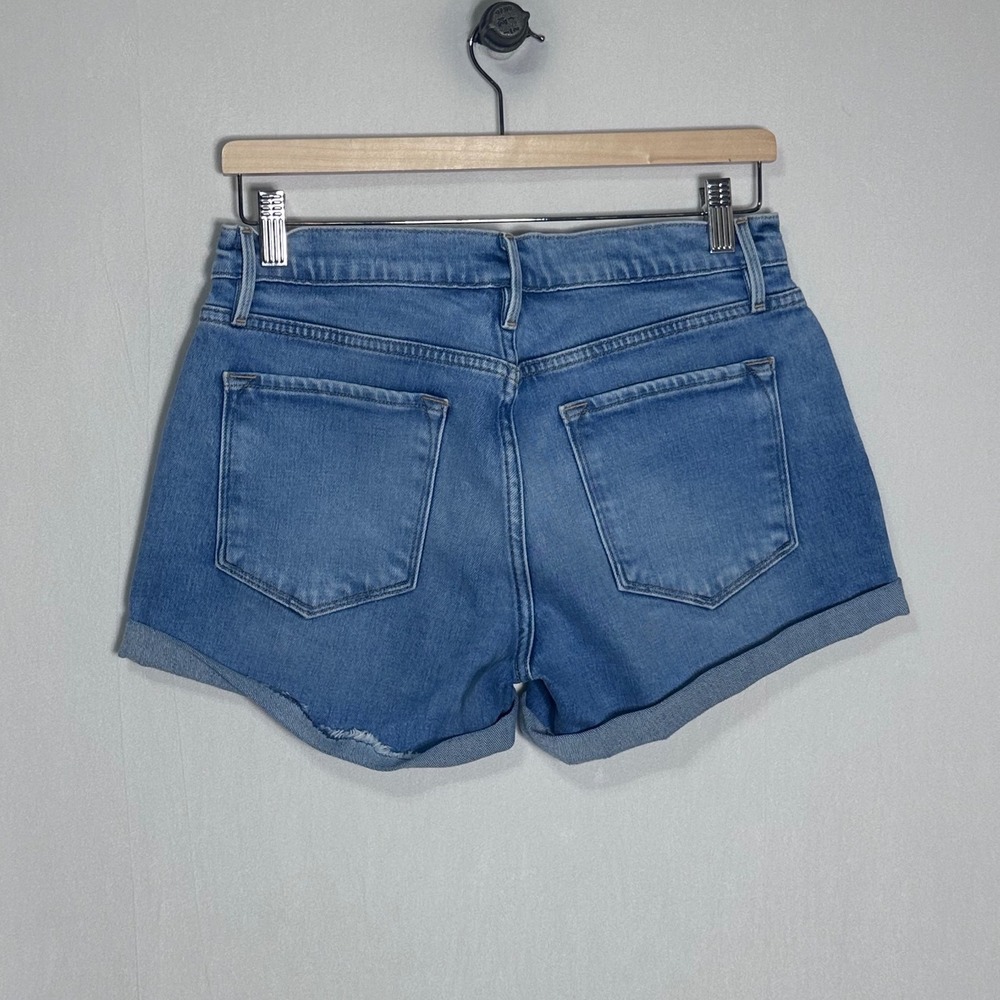 FRAME Le Cutoff Denim Shorts Sand Dollar Blue Cuffed Stretch Size 27 LCC969 - Picture 3 of 6